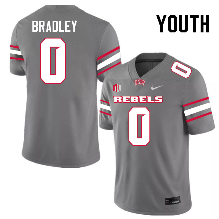 Youth #0 Jaden Bradley UNLV Rebels College Football Jerseys Stitched-Grey